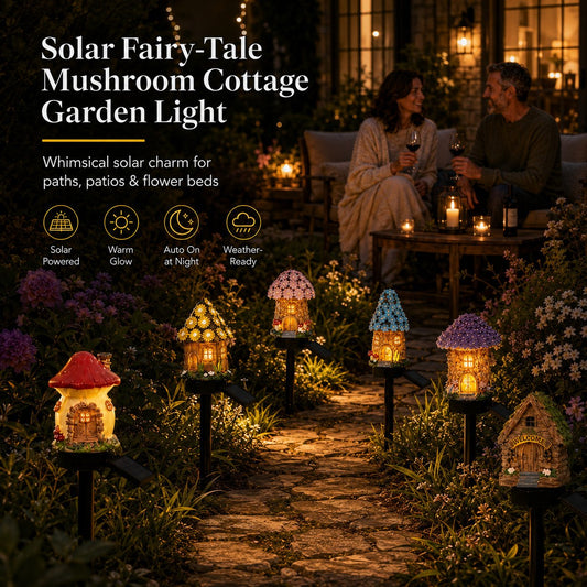 ✨Last Day: 49% OFF🔥Solar Fairy-Tale Mushroom Cottage Garden Light – Whimsical Warm Glow for Paths, Patios & Flower Beds 🍄🌙