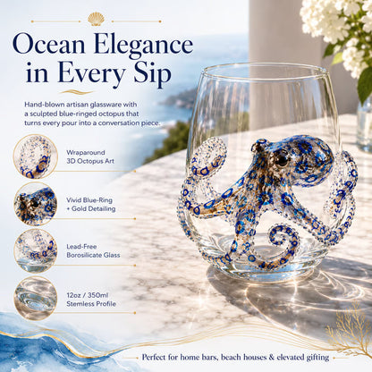 🌊44% OFF – 🔥Artisanal Blue-Ringed Octopus Glass– 3D Ocean-Inspired