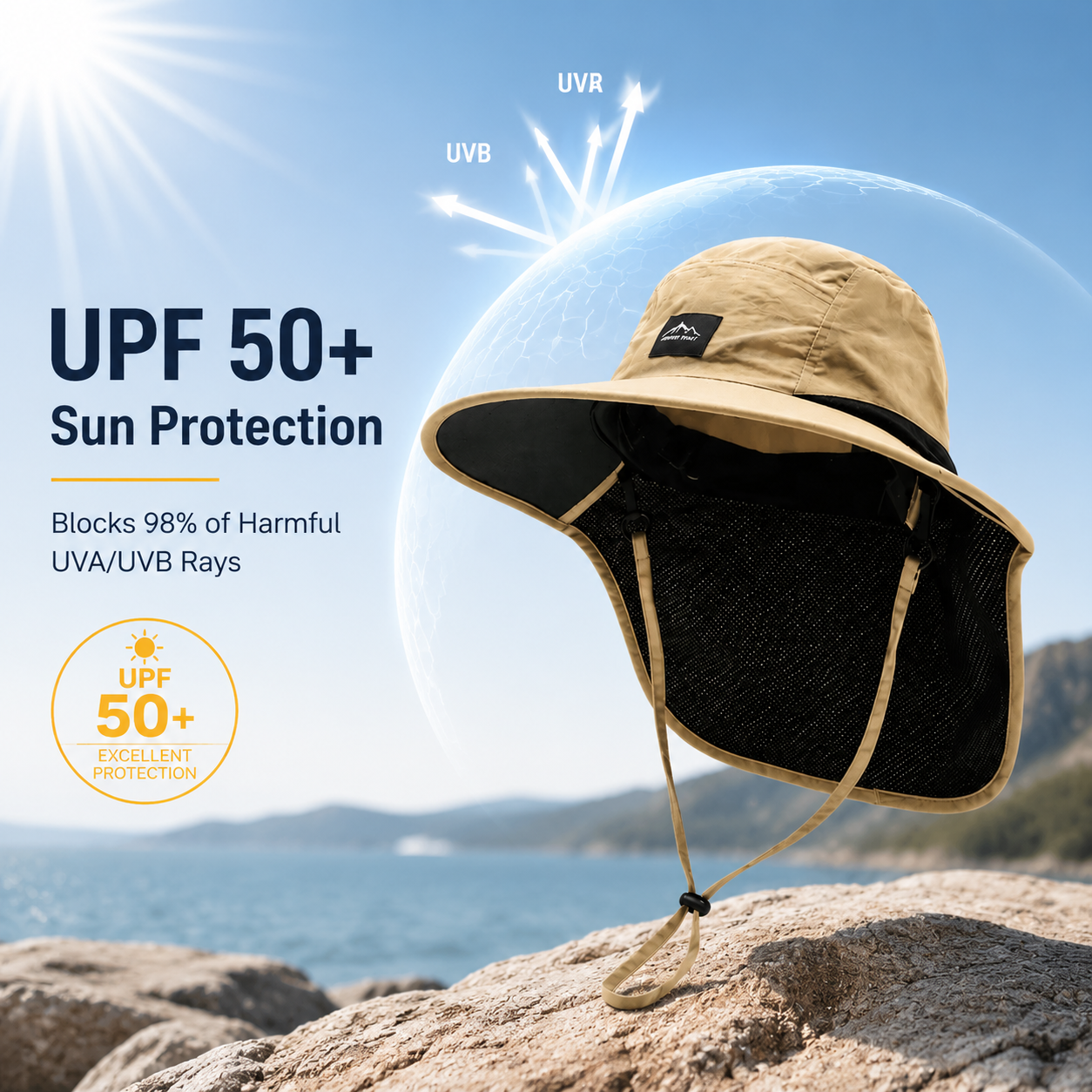Outdoor Sun Protection Hat with Wide Brim and Neck Flap