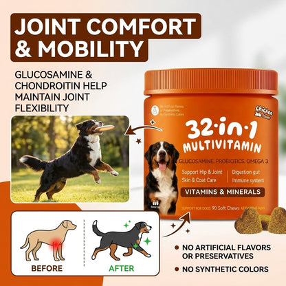 🐶 32-IN-1 ALL-IN-ONE MULTIVITAMIN CHEWS FOR DOGS