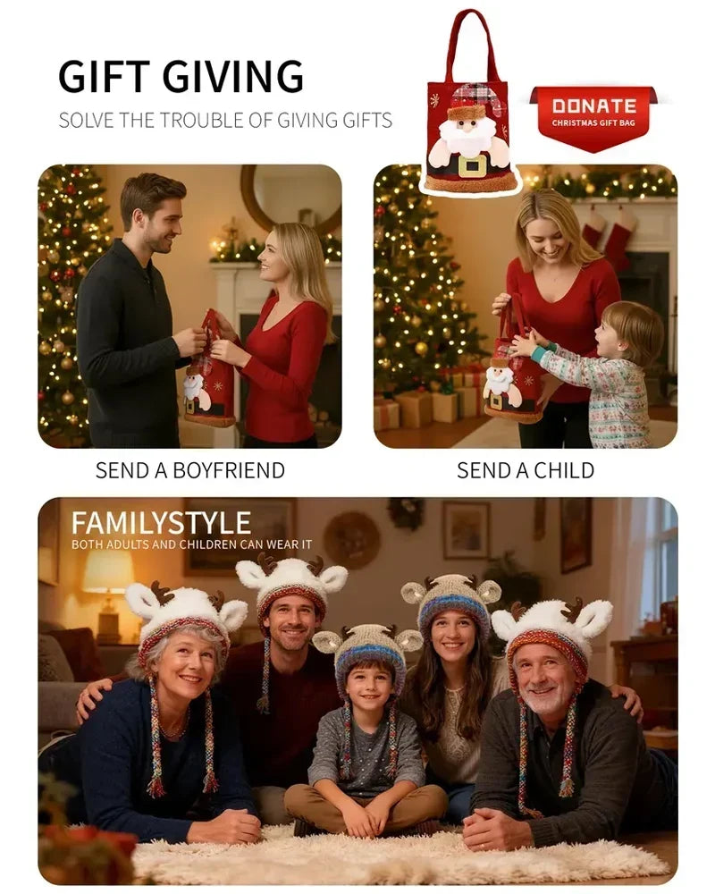 Festive Reindeer Hat — 2-in-1 Holiday Hat & Bag