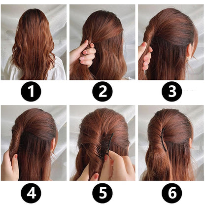 U Shape Hair Finishing Fixer Comb, Stretchable Wavy Hair Styling Pins 🖤