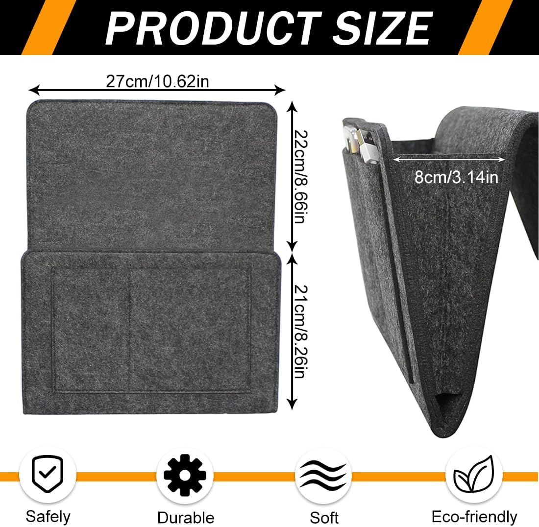 Bedside Caddy, 5 Pockets Felt Bedside Storage Organizer, Hanging Storage Organizer🛏️