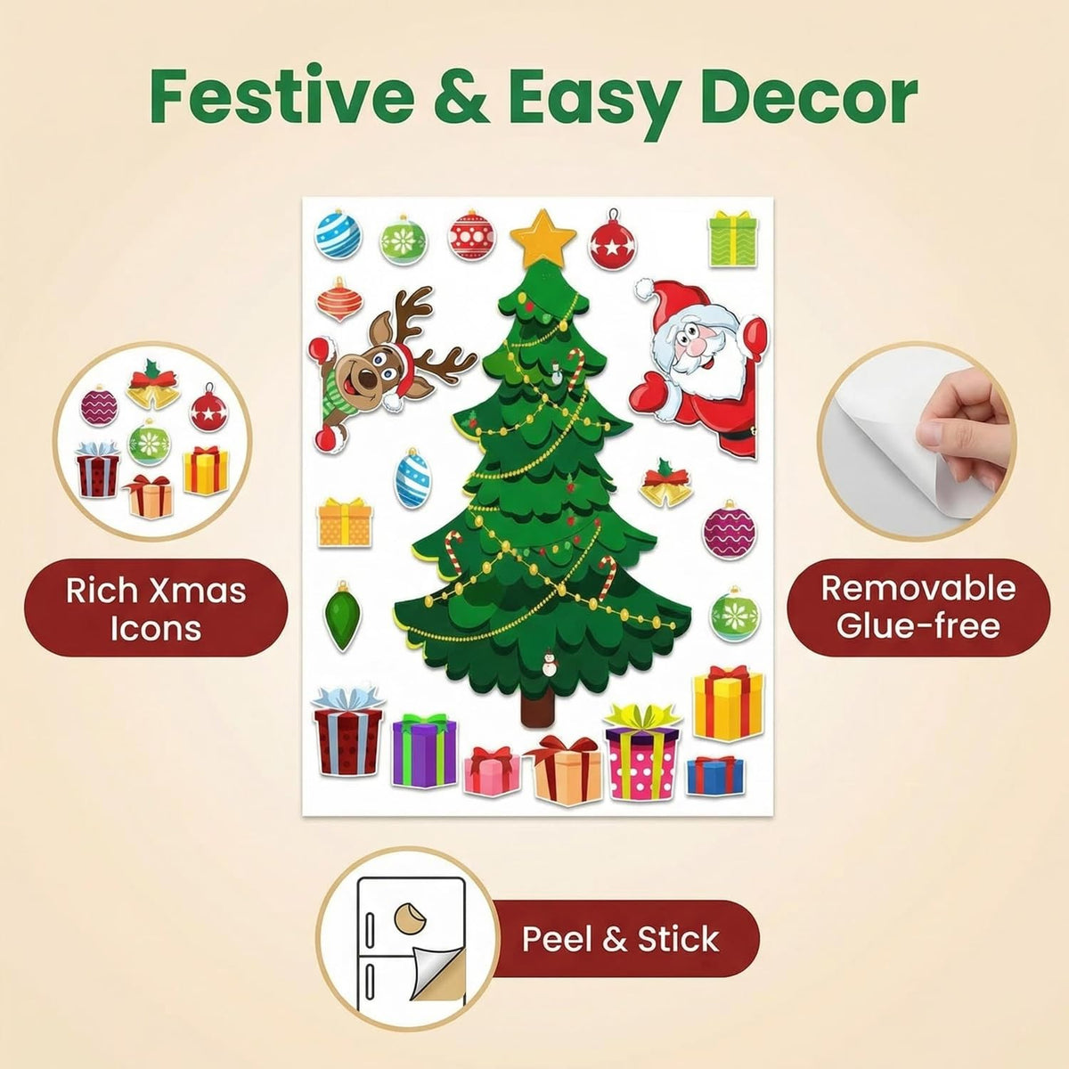 Christmas Refrigerator Magnets, Christmas Tree Magnets for Fridge Stickers Decoration 🎄