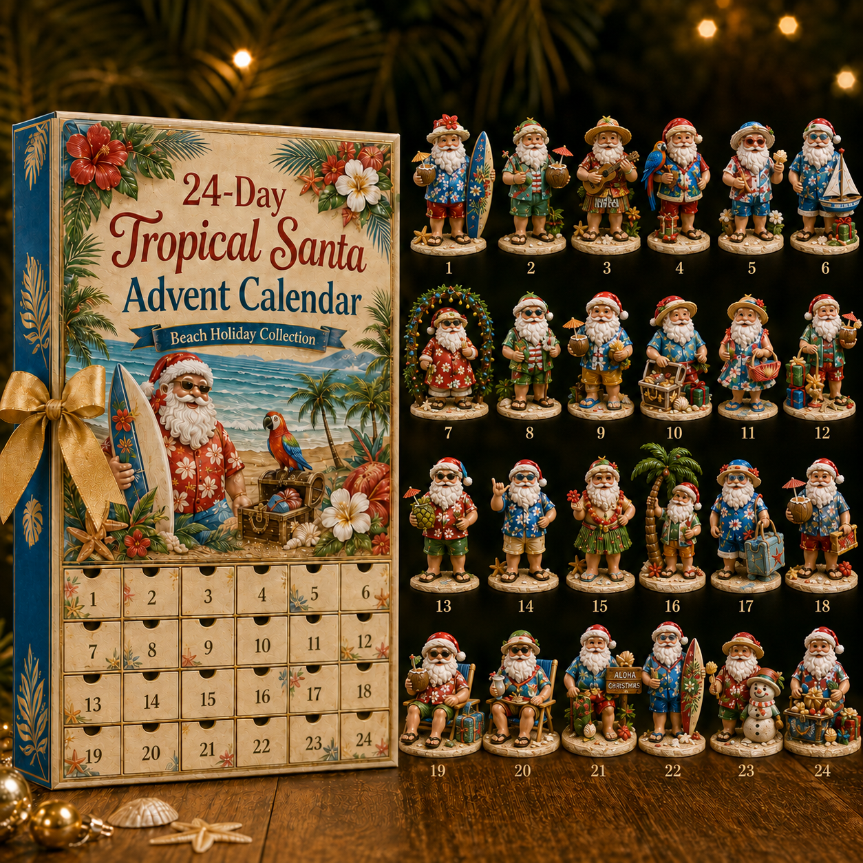 ✨24-Day Christmas Countdown Advent Calendar –Beach Santa