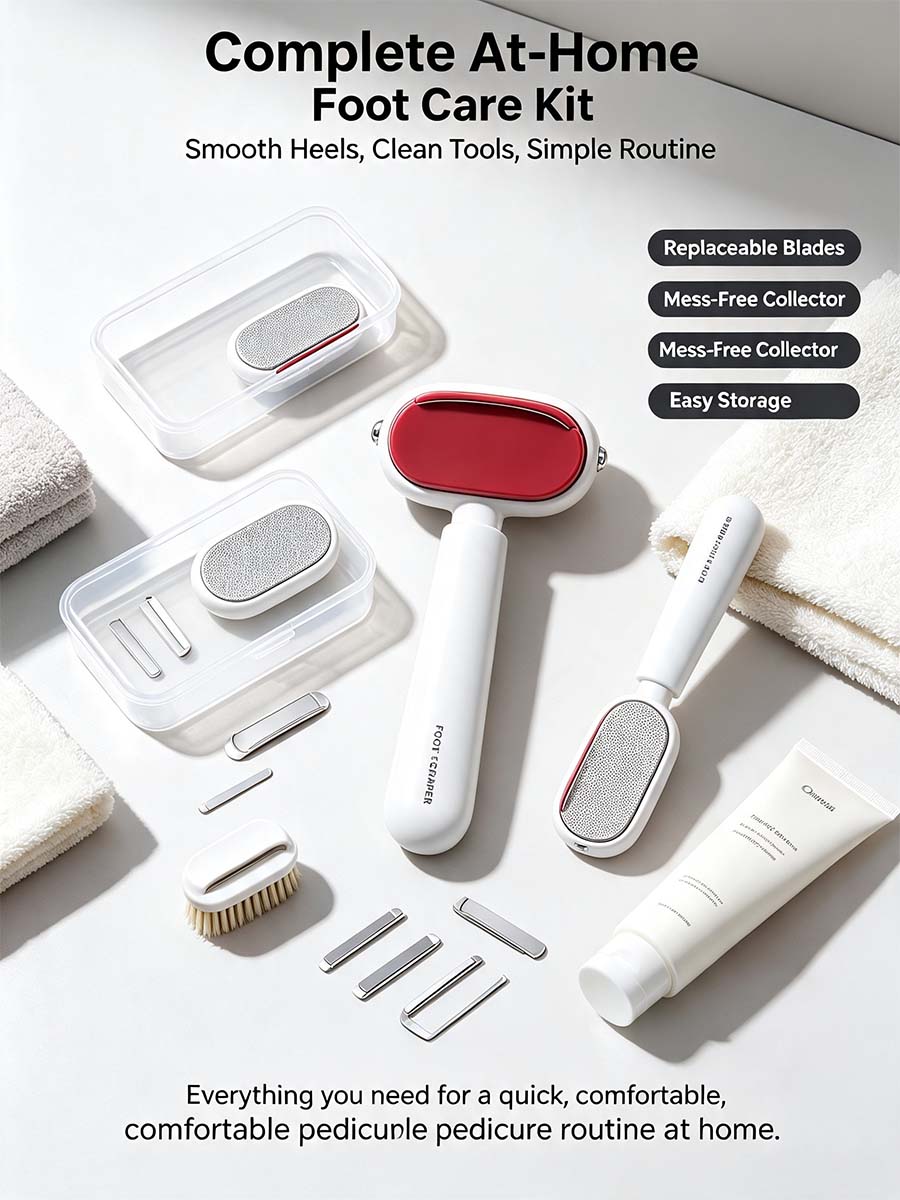 Dual‑Sided Foot Callus Remover, Replaceable Stainless Steel Blade Foot Scraper🦶