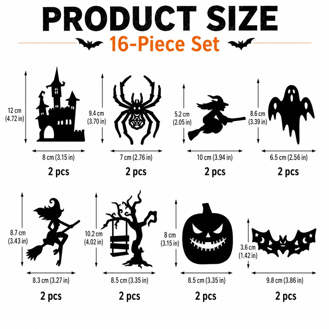 Halloween LED Silhouette Wall Light Stickers, Battery Powered Peel & Stick Decor Lights🦇