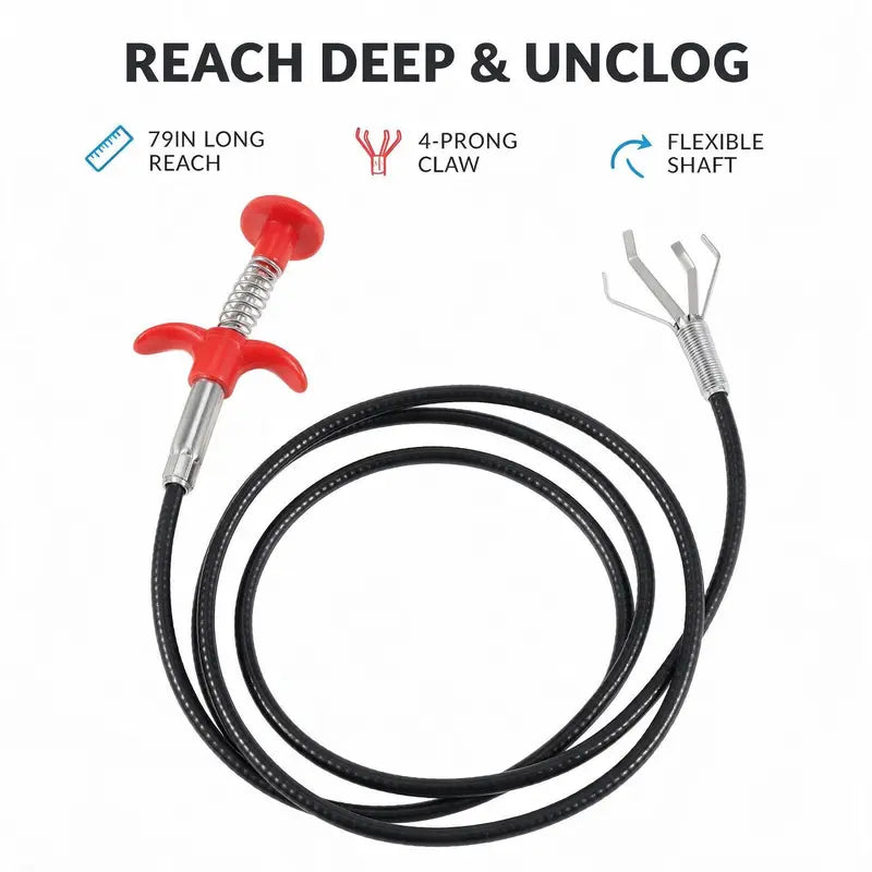 Drain Snake, Drain Clog Remover, 4 Claws Efficient Dredging Steel Wire Drain Hair Cleaner Tool  🚰
