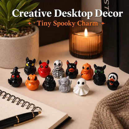 Mini Spooky Skull Devil Resin Duck Ornament