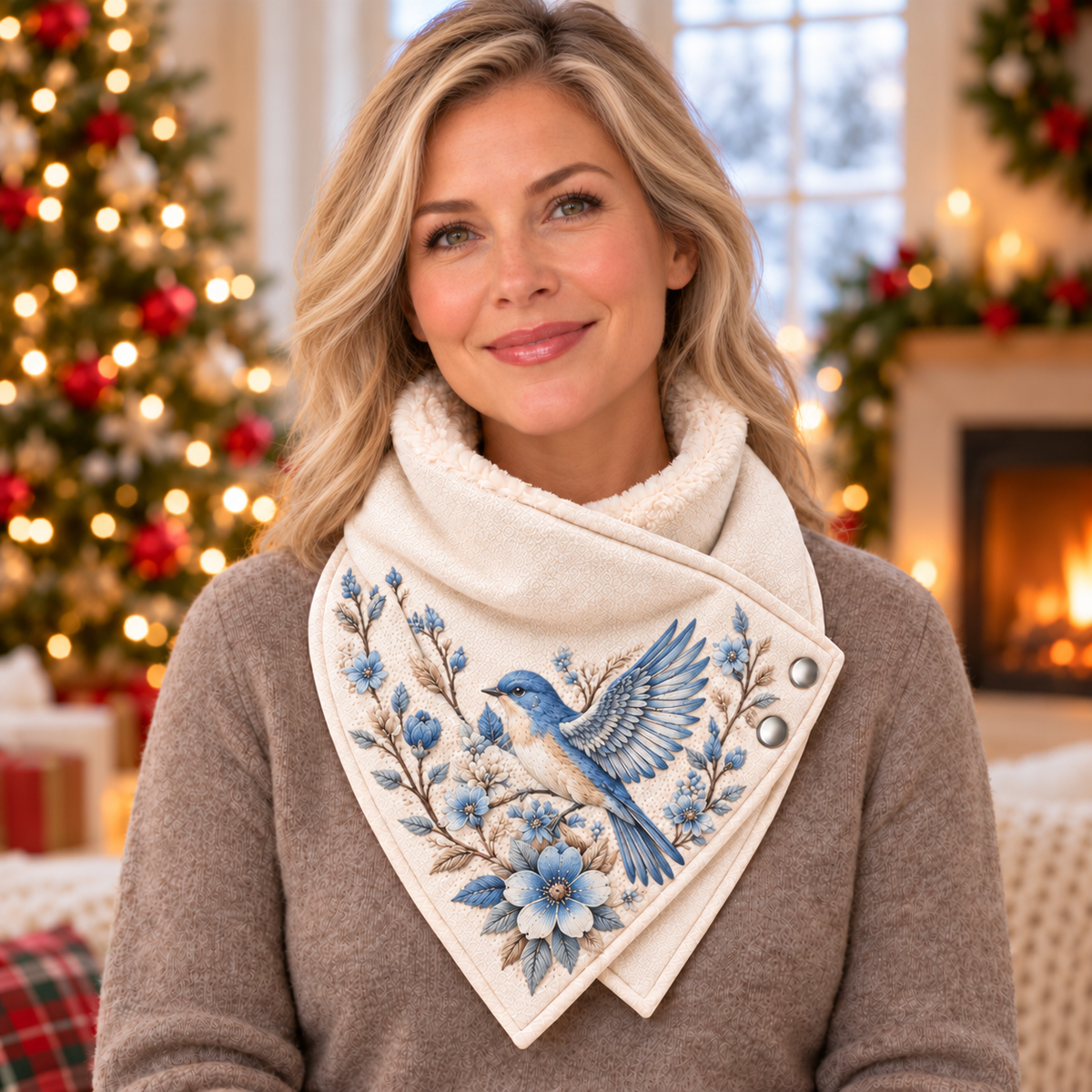 Cozy Fleece-Lined Cardinal Neck Wrap Scarf – Christmas Winter Gift 🐦🎄