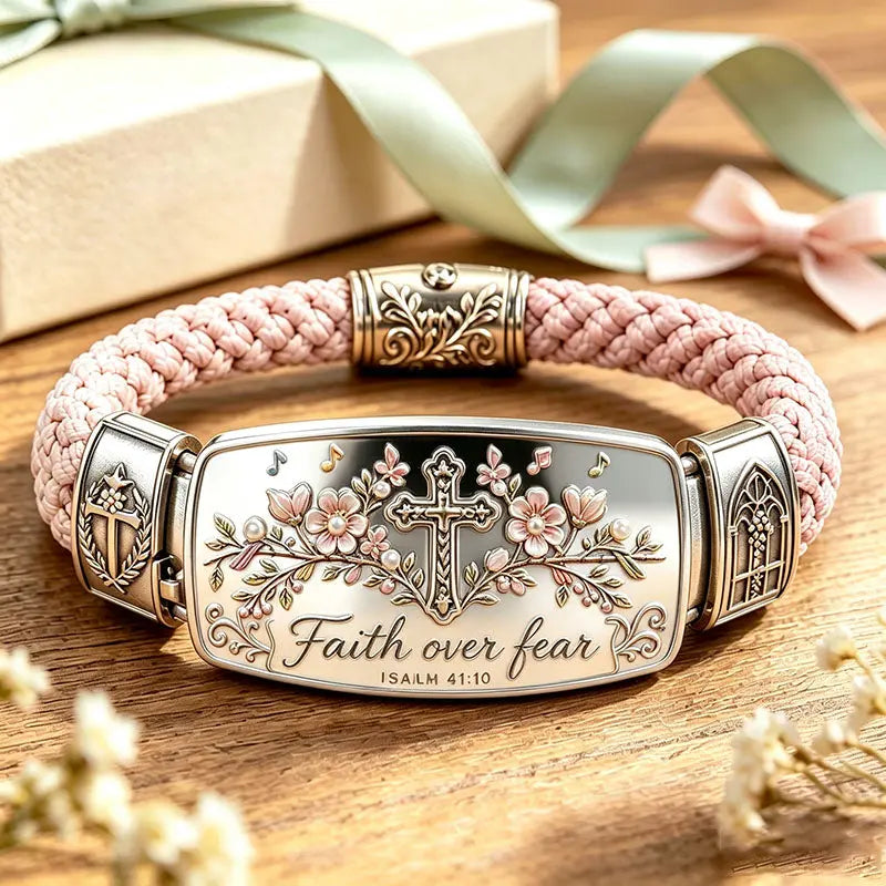 ✝️ Faith Over Fear Christian Cross Bracelet – Isaiah 41:10 Keepsake