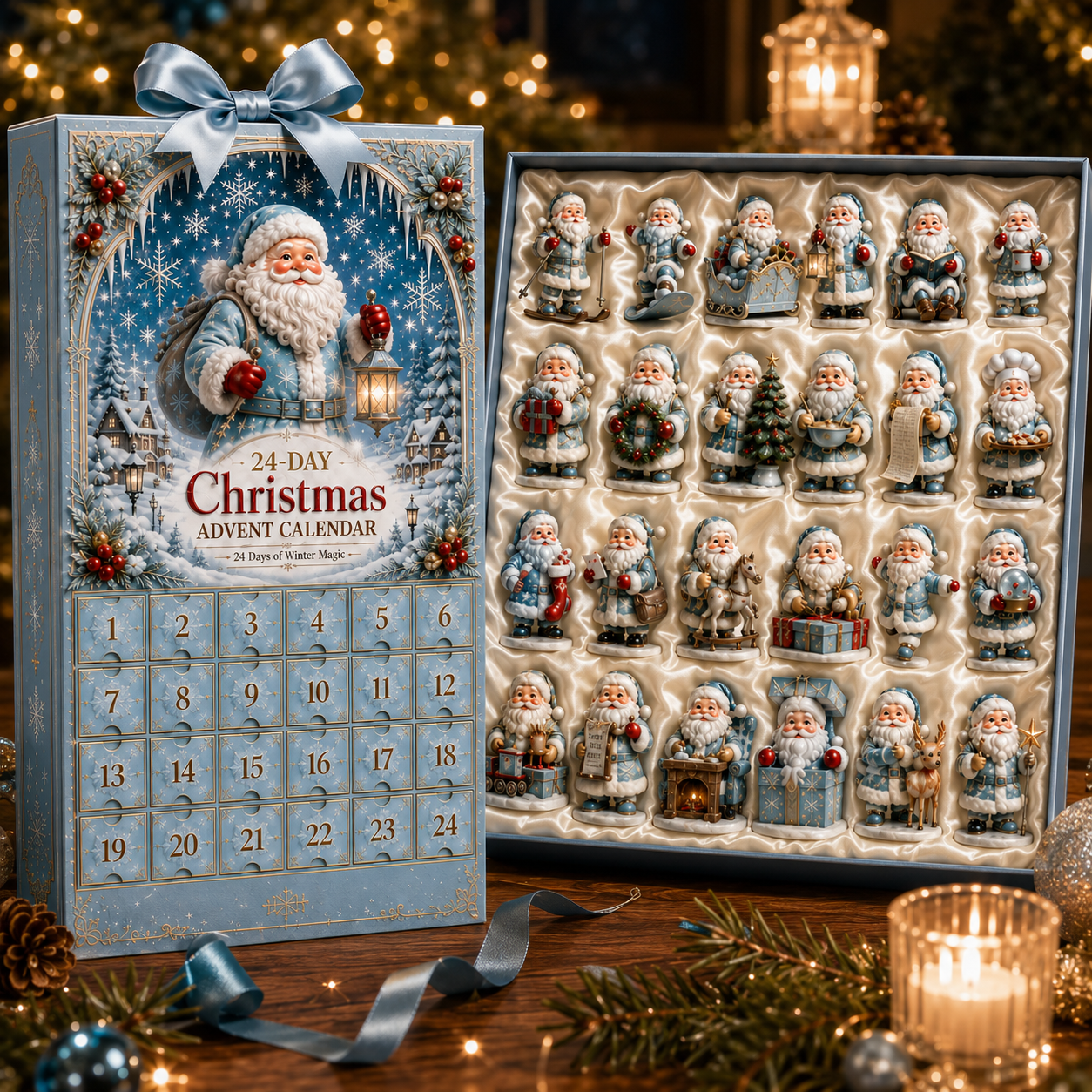 ✨24-Day Christmas Countdown Advent Calendar –Icy Santa Claus Ornament