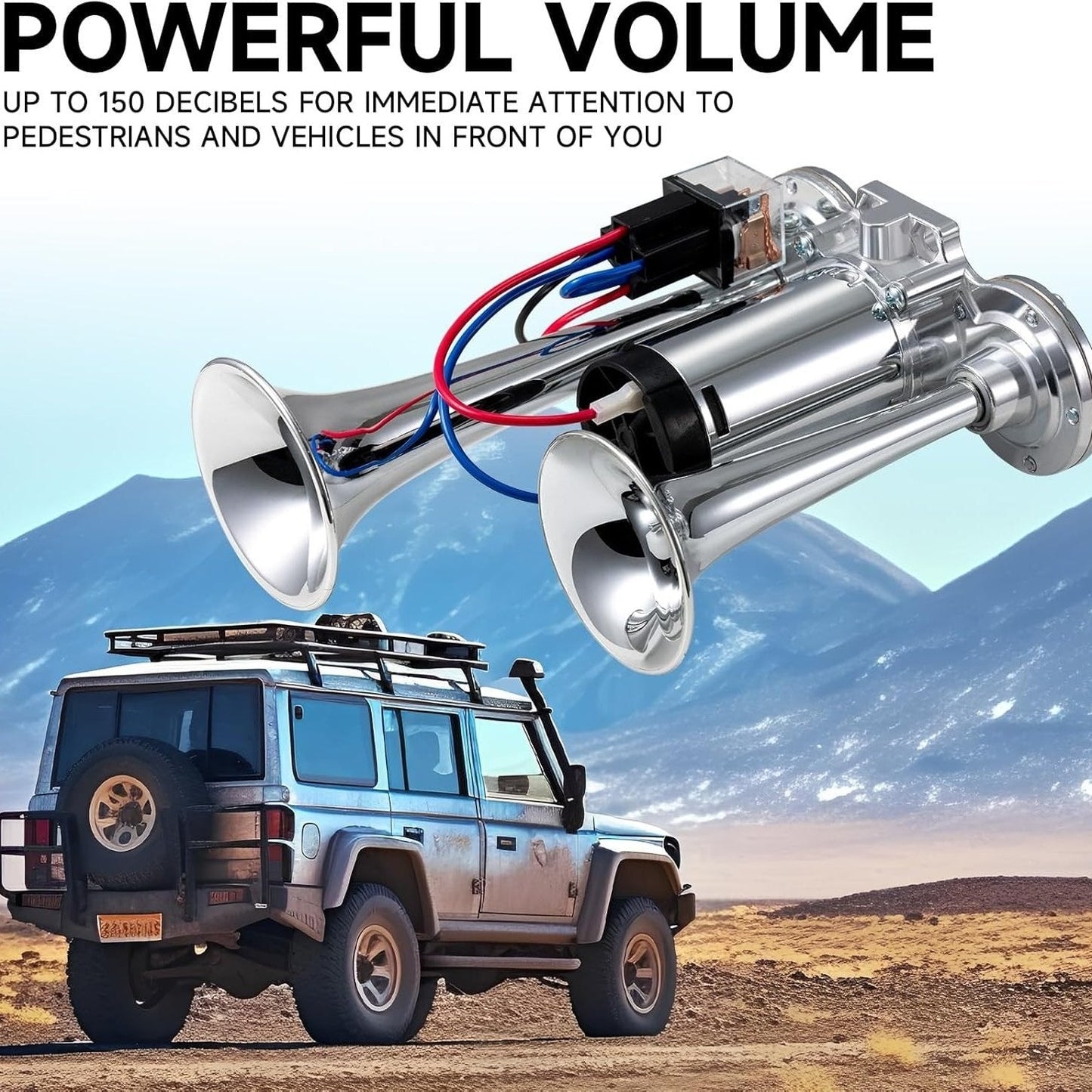 📢 150dB Super Loud Train Horn Kit | Universal 12V Dual Air Horn For Trucks & Cars