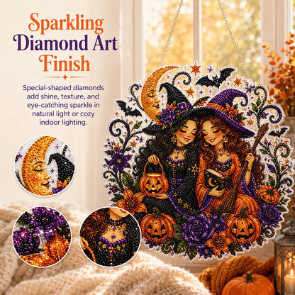 🔥Last Day 49% OFF - 🧙‍♀️🎃Halloween Witch Friendship Diamond Art Window Suncatcher(📦Buy 2 Free Shipping)