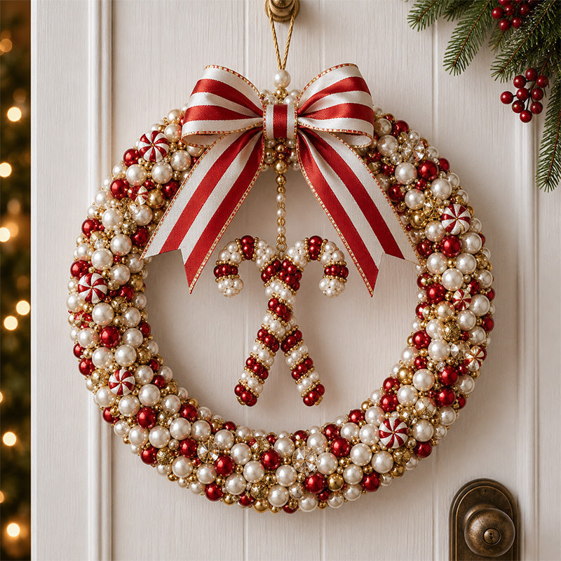 ⏳ Last Day 49% OFF – 🎄✨ DIY Christmas Pearl Wreath Kit – Handmade Beaded Holiday Door Décor 💎🎀
