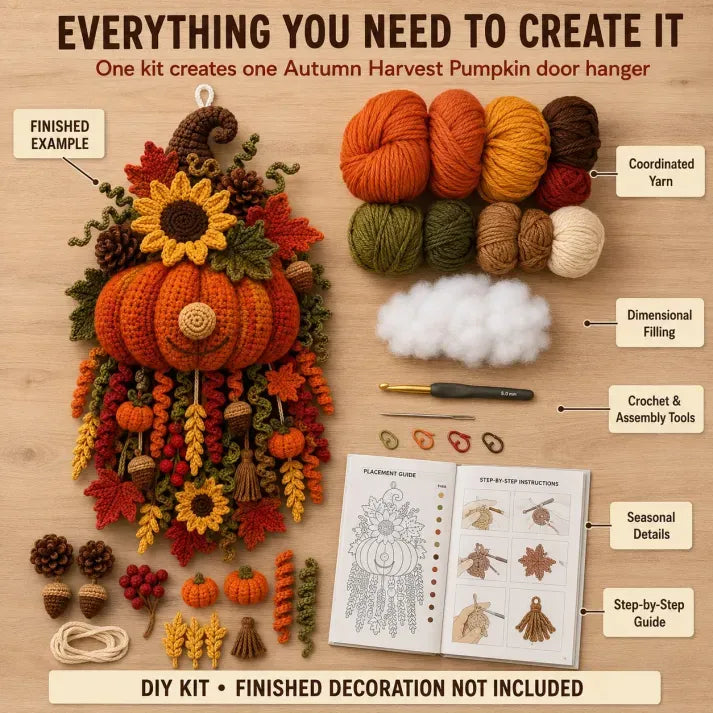 🔥🧶 DIY Seasonal 3D Crochet Door Hanger Kit Collection | Coordinated Yarn, Filling, Accessories & Step-by-Step Instructions Included 💕