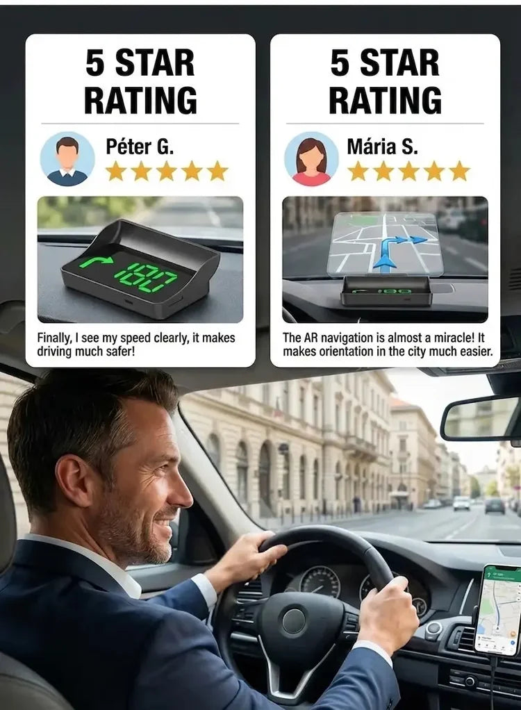 🚗55% OFF NOW! Head-Up Display Car GPS Digital Speedometer – Traffic Light Countdown & Red Light Camera Alert HUD, Universal Driver Safety Warning Device to Avoid Tickets for City Driving