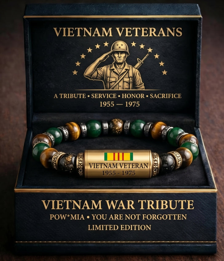 🎖️Vietnam Veteran Tribute Beaded Bracelet with Giftbox