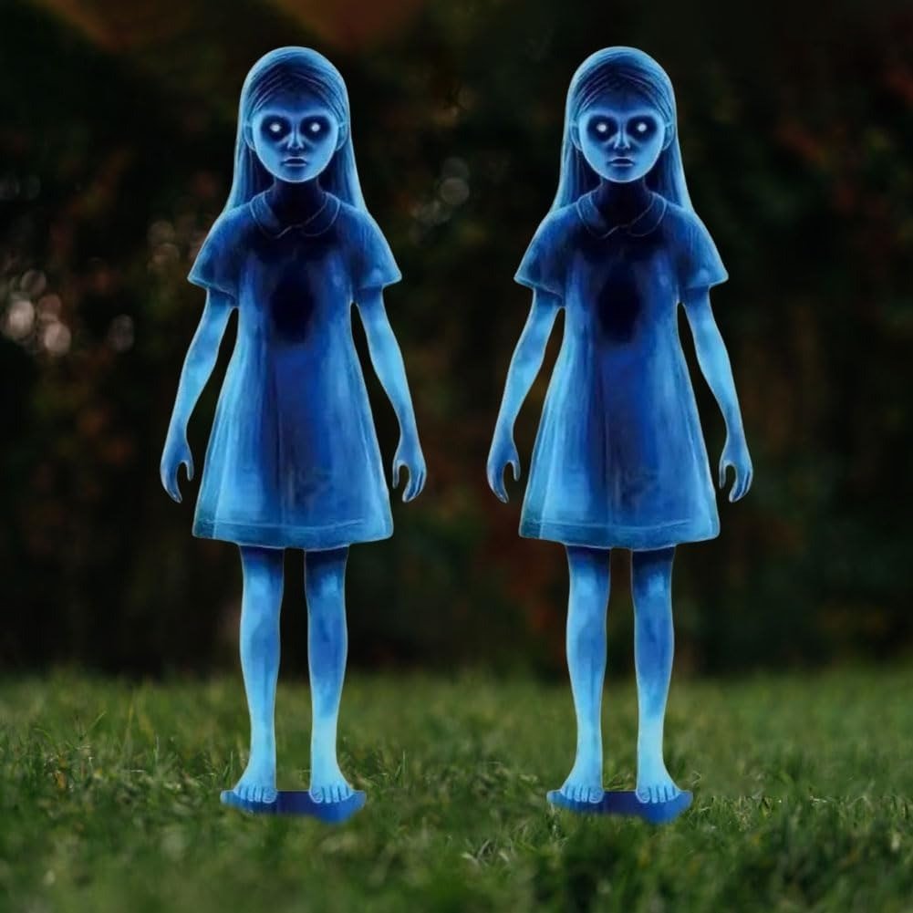 2-Piece Creepy Ghost Girl Garden Stakes for Halloween