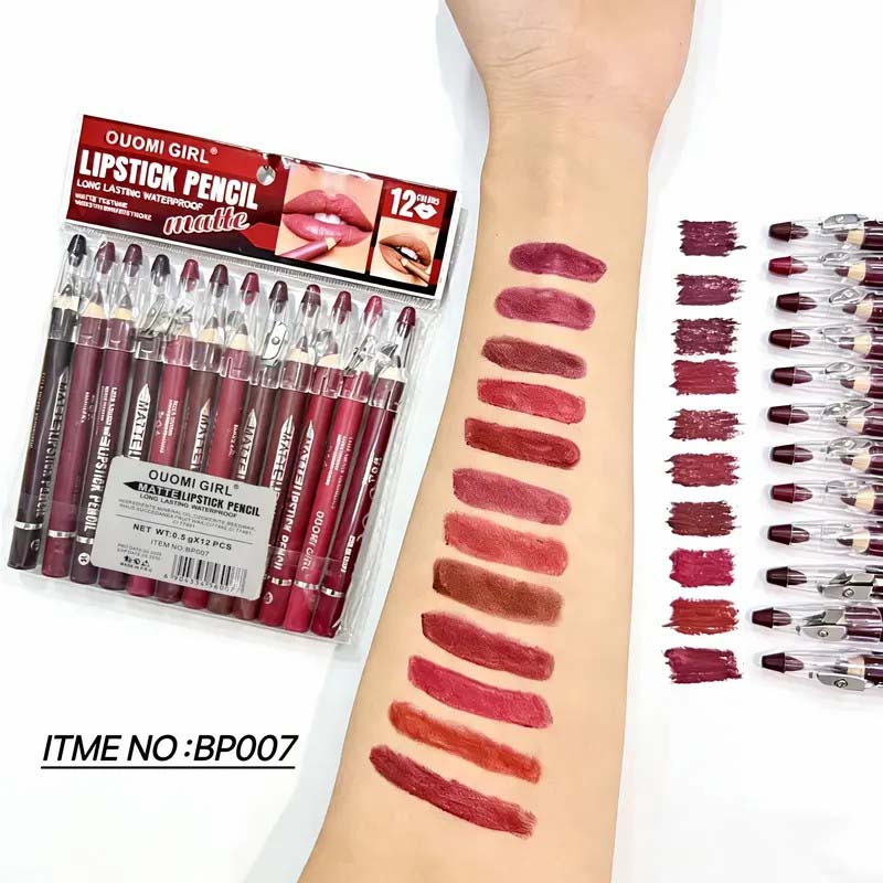 12Pcs Matte Lip Liner With Sharpener Set Waterproof Smudgeproof Precise Contour Lipstick Pens 😍
