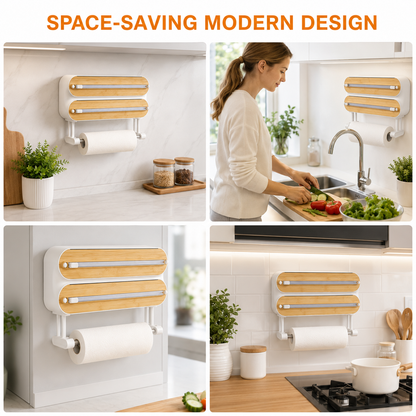 🚚Free Shipping 📦4-in-1 Magnetic Kitchen Wrap Dispenser with Cutters