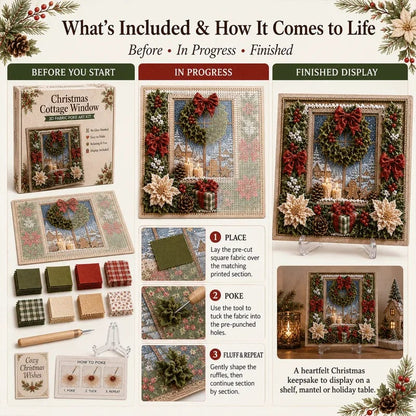 🔥🔥 LAST DAY 49% OFF – 🎄🧵 Premium 3D Christmas Fabric Poke Art Kit | No-Sew Holiday Craft with Pre-Punched Board, Fabric Squares & Display Stand 🎅✨