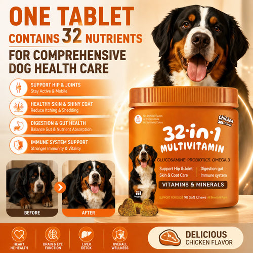 🐶 32-IN-1 ALL-IN-ONE MULTIVITAMIN CHEWS FOR DOGS