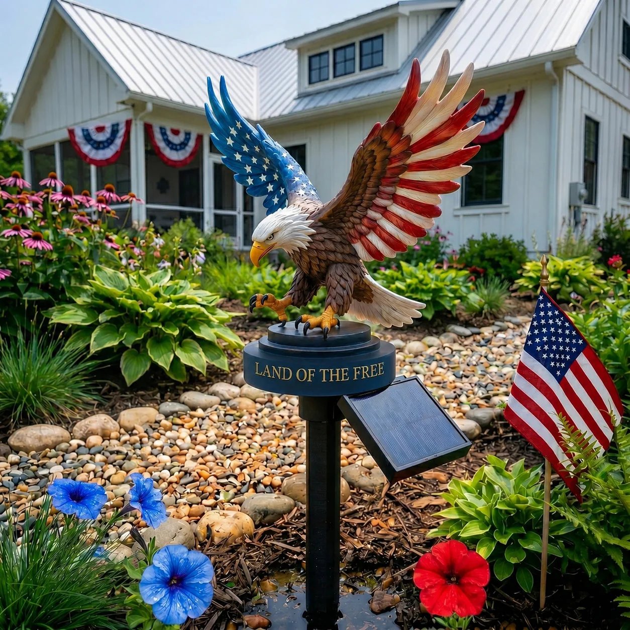 🔥🔥Solar Eagle Garden Light – A Glowing Tribute to American Freedom