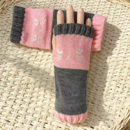 🐱 Cute Women’s Knitted Cat Gloves — For Warm Hands & Free Fingers