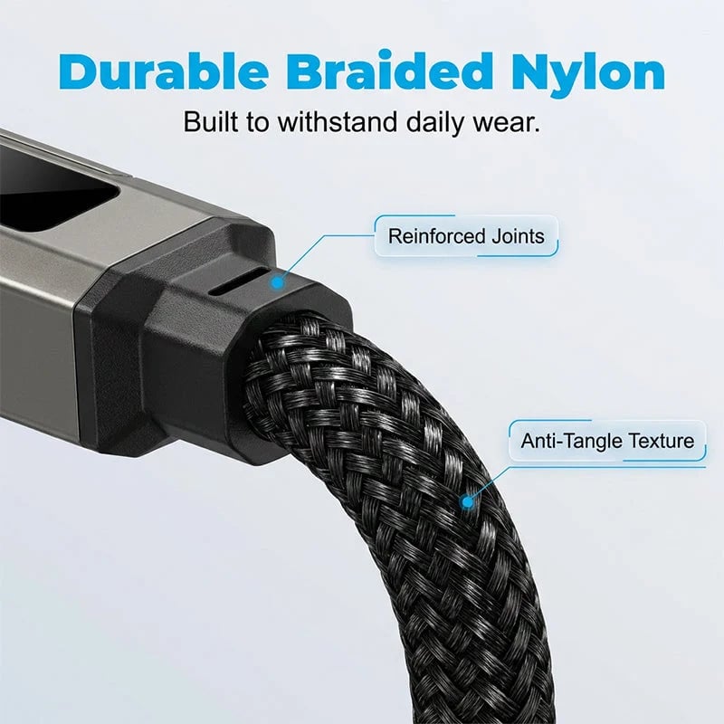 🔑⚡4-in-1 Digital Display Keychain Charging Cable
