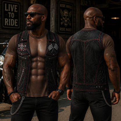 😎3D Illusion Six-Pack Abs Biker Vest T-Shirt | Funny Gag & Streetwear Tee