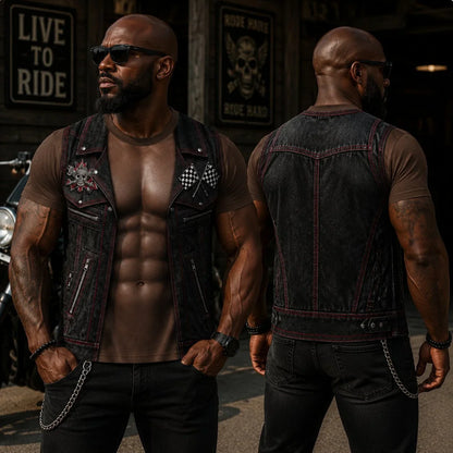😎3D Illusion Six-Pack Abs Biker Vest T-Shirt | Funny Gag & Streetwear Tee