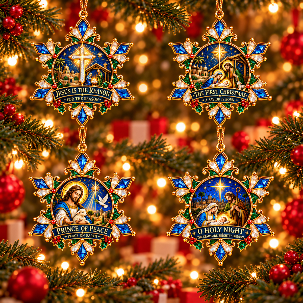 ✝️ Jesus Christmas Snowflake Ornaments