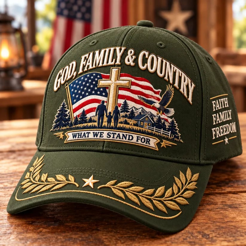 ✝️God Family & Country What We Stand For Patriotic Faith Baseball Cap
