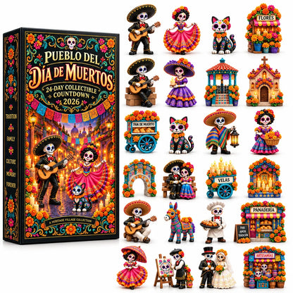 🔥Pueblo del Día de Muertos 2026 – 24-Day Day of the Dead Collectible Countdown Calendar with 24 Unique Miniatures