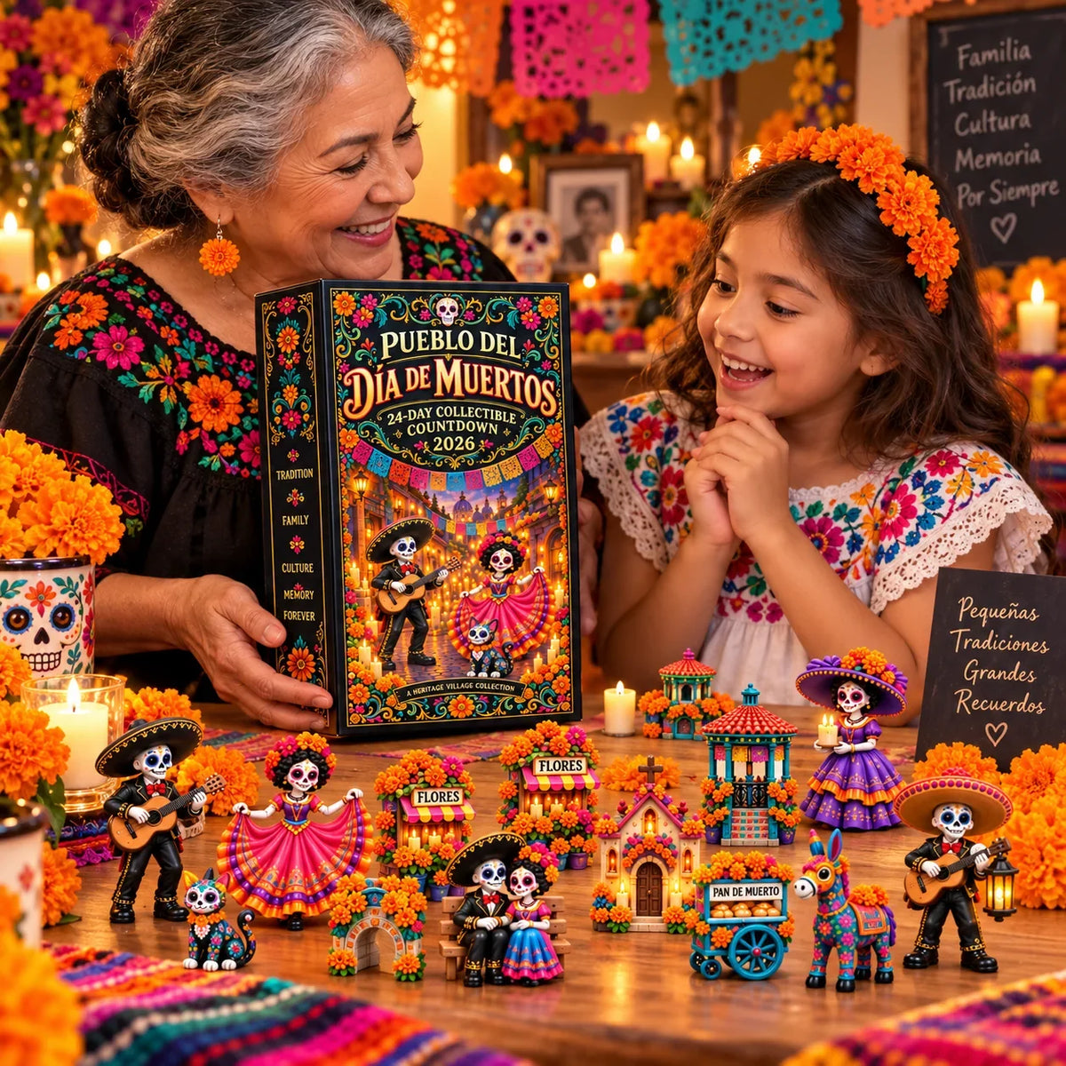 🔥Pueblo del Día de Muertos 2026 – 24-Day Day of the Dead Collectible Countdown Calendar with 24 Unique Miniatures