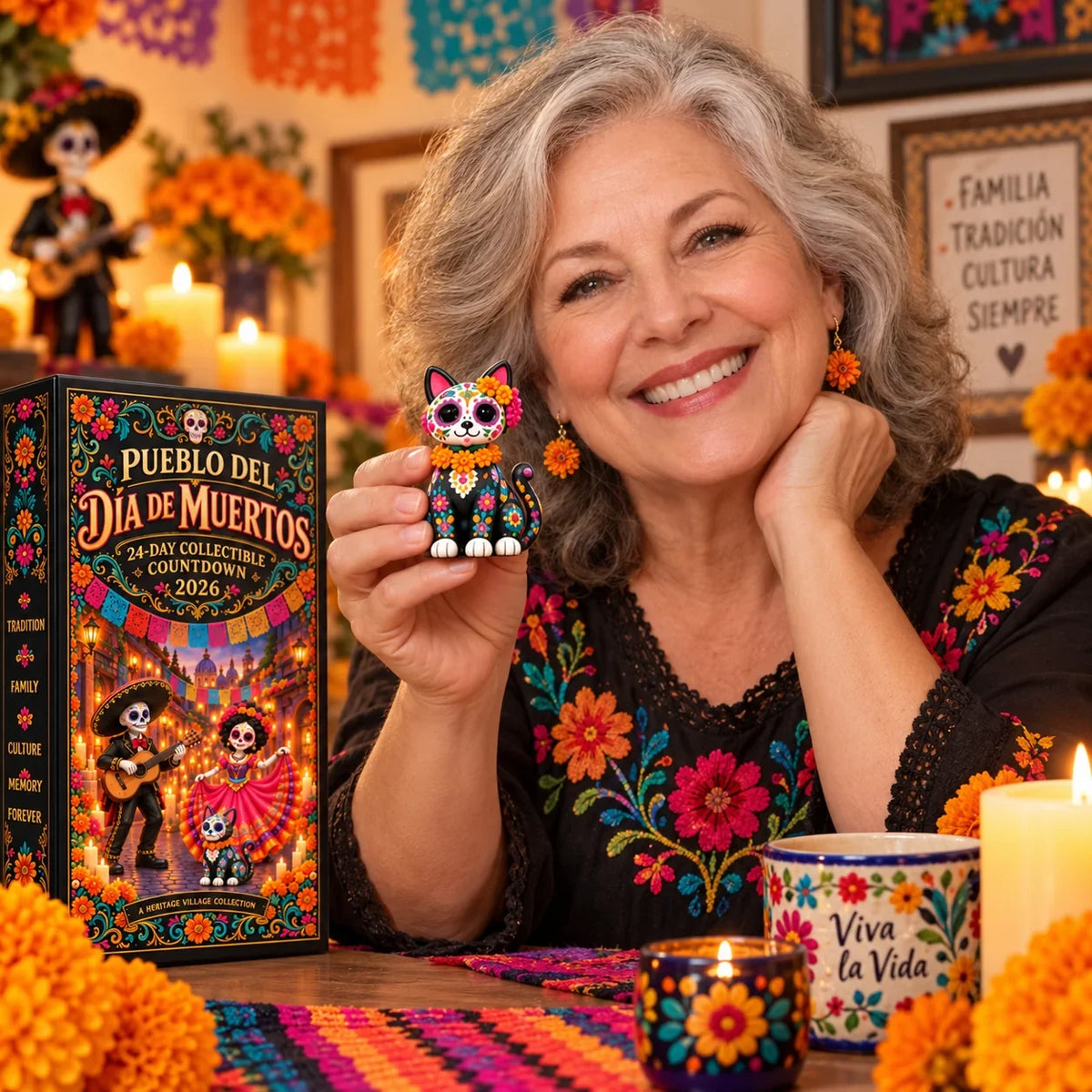 🔥Pueblo del Día de Muertos 2026 – 24-Day Day of the Dead Collectible Countdown Calendar with 24 Unique Miniatures