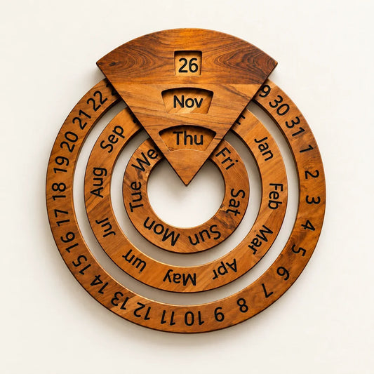 Vintage Wooden Perpetual Calendar – Timeless Desk Decor