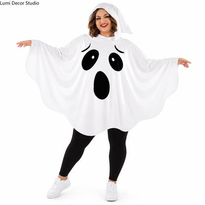 Adult White Hooded Full-Cover Ghost Halloween Costume