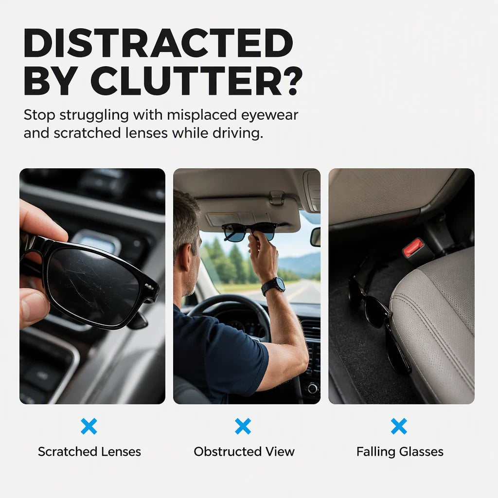 🕶️Car Sunglasses Holder Double Clip Eyeglasses Mount and Ticket Card Clip
