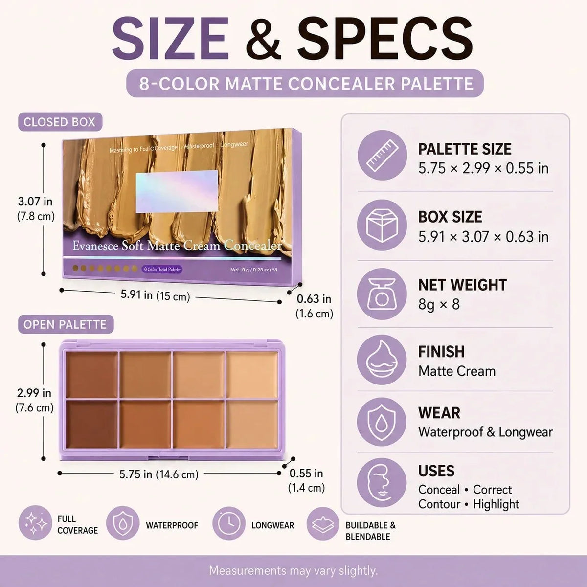 8-Color Cream Concealer Palette