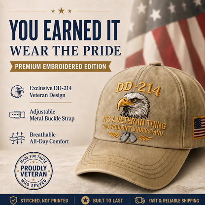 100% Handmade DD-214 Veteran Honor Embroidered Cap(𝐂𝐡𝐚𝐝 𝐒𝐦𝐢𝐭𝐡 𝐇𝐚𝐧𝐝𝐦𝐚𝐝𝐞®) - Buy 2 Get Extra 10% Off