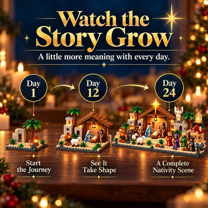 🎅🏻LAST DAY 50% OFF🗓️Nativity Advent Calendar – 24-Day Buildable Christmas Nativity Set