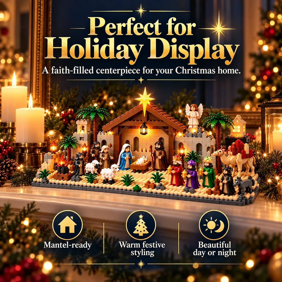 🎅🏻LAST DAY 50% OFF🗓️Nativity Advent Calendar – 24-Day Buildable Christmas Nativity Set