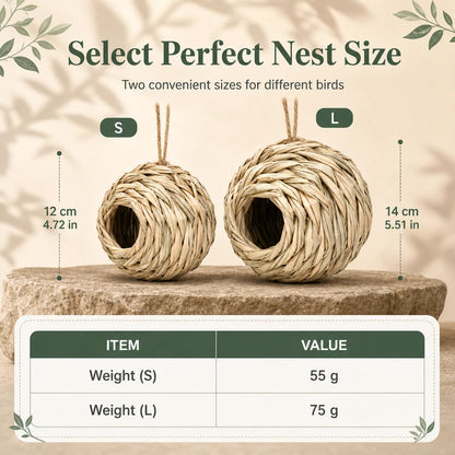 🐦HOT SALE🔥Handwoven Straw Spherical Bird Nest with Round Opening for Outdoor Garden and Yard Decoration🌿✨