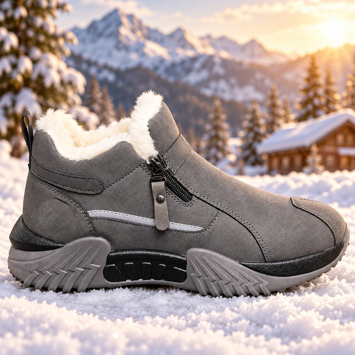 ❄️ Fleece-Lined Winter Snow Boots – Cozy Warm Ankle Boots with Side Zipper & Textured Sole