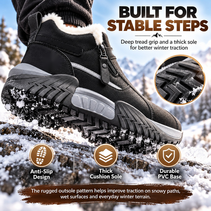 ❄️ Fleece-Lined Winter Snow Boots – Cozy Warm Ankle Boots with Side Zipper & Textured Sole