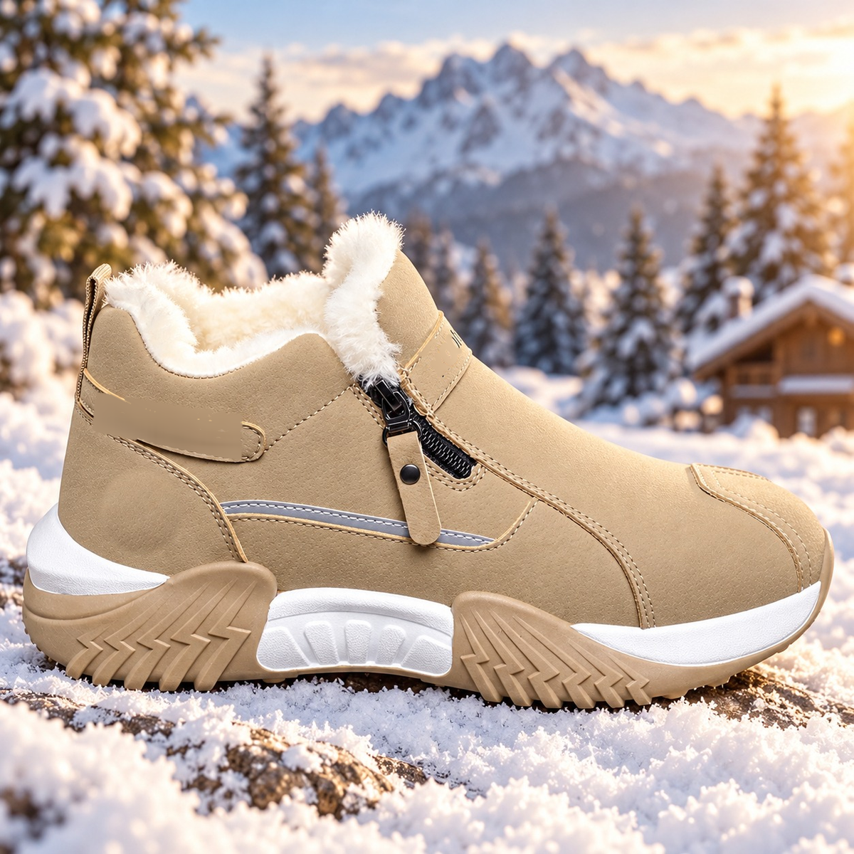 ❄️ Fleece-Lined Winter Snow Boots – Cozy Warm Ankle Boots with Side Zipper & Textured Sole