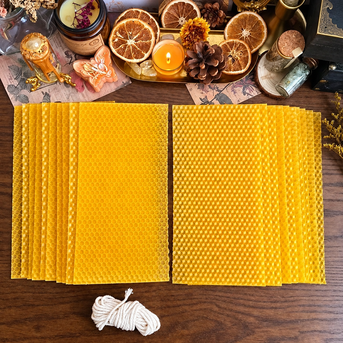 🍯🕯️ DIY Beeswax Candle Making Kit (12-Piece Set) – Create Your Own Cozy Glow!