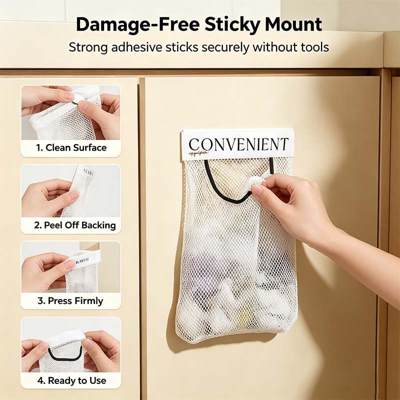10PCS Grocery Garbage Bag Holder Trash Bag Dispenser Sticky Wall Mounted Mesh🛒